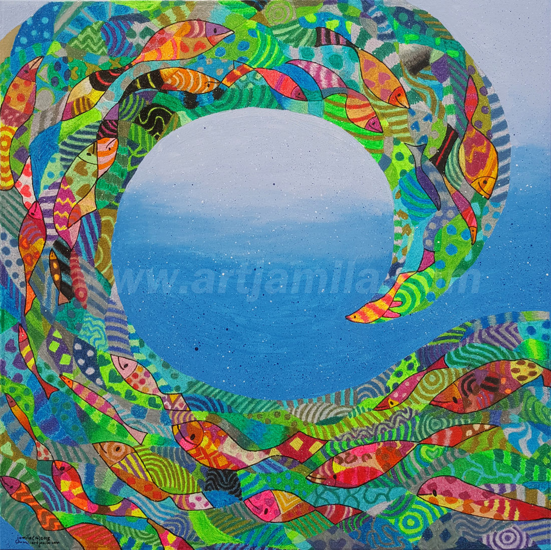 Fishmosaic Wave Series 1A. WATERMARK 3x3